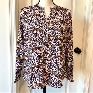 ARCHITECT Petite V-Neck 1/4 Button Blouse—SZ. PM